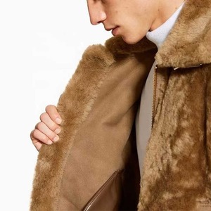 2025 tendance daim Faux peau de mouton aviateur veste mouton polaire peau de mouton Bomber veste hommes Sherpa veste - Product Image 4