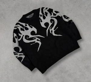 Sweat-shirt en tissu éponge imprimé croix gothique avec strass pour homme, col rond, coupe classique, hiver, écologique, séchage rapide, respirant - Product Image 1