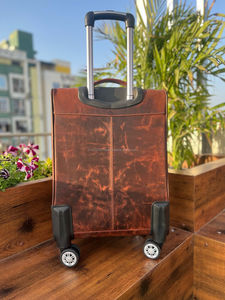 Real Handmade Cowhide Leather Luggage Bags Multi Uses Tooled Fur Leather Trolley Bag Unisex <b>Big</b> Size Multi Uses Travel <b>Suitcase</b> - Product Image 5