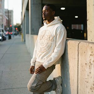 Sudadera con Capucha para Hombre, 500 g/m², Algodón French Terry, Bordada, Corte Holgado, Estilo Vintage Desgastado, Ecológica - Product Image 2