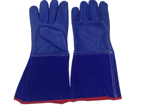 Superventas XL Revestimiento de látex azul Guantes de soldadura de cuero largos Antideslizantes Hombres Mujeres Seguridad en el trabajo industrial Protección de manos Nylon - Product Image 2