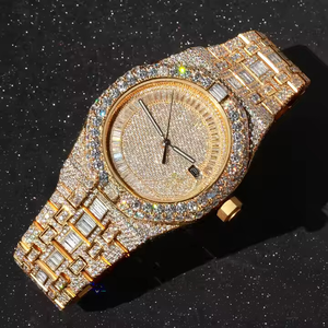 Reloj de Pulsera de Cuarzo Resistente al Agua con Correa de Cuero en Tono Oro Rosa y Diamantes de Moissanita con Claridad VVS Mejorada, Unisex, Deportivo, de Moda y para Negocios - Product Image 2