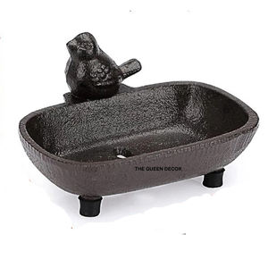 Jabonera de hierro fundido de alta resistencia, autodrenante, lavabo de baño decorativo de pájaro Vintage para Baño - Product Image 1
