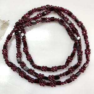 สร้อยคอลูกปัดโกเมนทำด้วยมือสไตล์วินเทจสร้อยคอลูกปัดสีแดง - Product Image 4