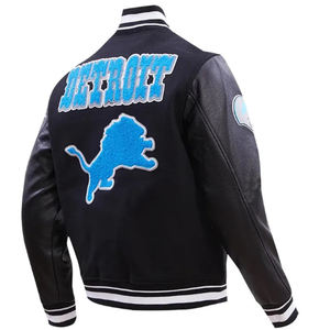 แจ็กเก็ตมีคุณภาพระดับพรีเมียมสำหรับผู้ชายเสื้อแจ็กเก็ตเบสบอลผ้ากำมะหยี่ปักลายแขนหนังสำหรับฤดูหนาวผลิตตามสั่ง - Product Image 3