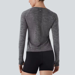 Tops de yoga à manches longues pour femmes personnalisés, polyester/coton, imprimé, écologique, respirant, vêtements de sport actifs, t-shirt, entraînements d'hiver - Product Image 2
