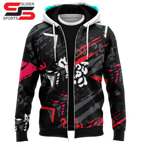 Sweat-shirt à capuche pour homme personnalisé Polyester Coton avec fermeture éclair Logo personnalisé et sérigraphie Sweatshirts à sublimation - Product Image 5