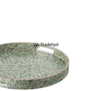 Bandeja con incrustaciones de nácar hecha a mano de Tradebyd elegante bandeja decorativa para uso doméstico y hotelero - Product Image 3