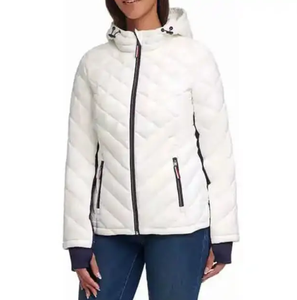 Vente en gros Fabrication de vêtements dernière conception veste matelassée pour femmes fermeture éclair mince vêtements d'hiver respirant remplissage pas cher prix imprimé - Product Image 3