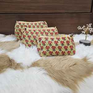 กระเป๋าเครื่องสำอางผ้าคอตตอนสำหรับผู้หญิงกระเป๋าเครื่องสำอางผ้าควิลท์พิมพ์ลายดอกไม้หลากสีใหม่ - Product Image 3