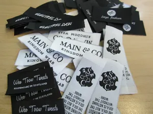 Étiquettes de taille de nom de logo de marque de broderie tissée écologique personnalisée Étiquettes en tissu polyester personnalisées pour vêtements - Product Image 2