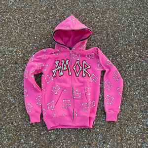 Fabricants de sweats à capuche, sweat à capuche personnalisé avec strass, fermeture éclair intégrale, poids lourd, 100% coton, molleton diamant, fermeture éclair intégrale - Product Image 3