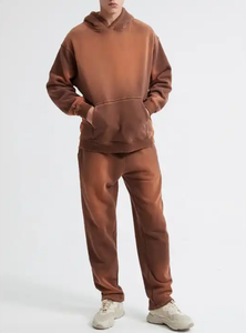 100% algodón de talla grande ropa deportiva entrenamiento chándal Jogger liso logotipo personalizado para hombre chándal pantalones de chándal y conjunto con capucha - Product Image 5