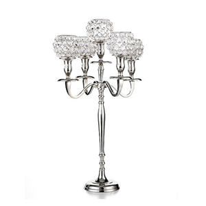 Candelabro de Metal plateado de 3 brazos de diseño moderno cristal hecho a mano boda fiesta hogar evento decoración forma personalizada centro de mesa - Product Image 3