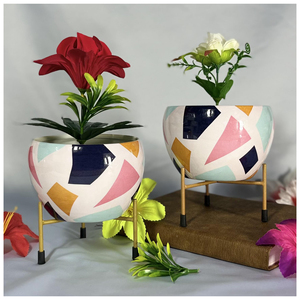 กระถางต้นไม้โลหะพร้อมขาตั้งหรูหราหรูหราทรงกลมสีทองเงางามทันสมัยสำหรับสวนกลางแจ้งในร่ม - Product Image 5