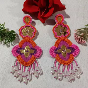 Nueva joyería de moda con forma de triángulo, pendientes hechos a mano con cuentas para mujer, pendientes de fiesta, pendientes de gota clásicos para mujer de la India - Product Image 1