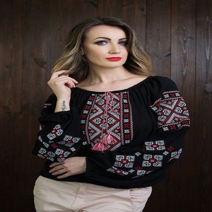 Blusa de Verano Sexy y Formal para Mujer, con Cuello de Doble Capa, Mangas Tres Cuartos, Estampado en Relieve, Tela de Algodón, Estilo Boho para la Playa - Product Image 4