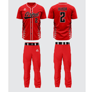 Ensemble d'uniformes de baseball 100% polyester imprimé par sublimation respirant confortable durable antibactérien séchage rapide caractère - Product Image 1