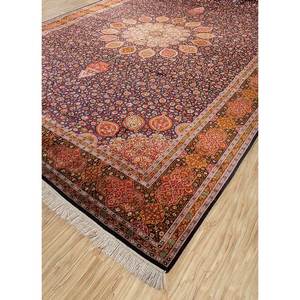 Alfombras de Seda Anudadas a Mano Gulmarg, Diseño Rectangular con Medallón Azul, 9x12, para Decoración de Sala de Estar, Modelo Skps-161 - Product Image 2