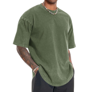 Camiseta de Cuello Redondo para Hombre, 100% Algodón, Tejido de Punto, Corte Regular, Lavado Ácido, Transpirable, Ecológica, con Logotipo Personalizado, Venta al Por Mayor - Product Image 3