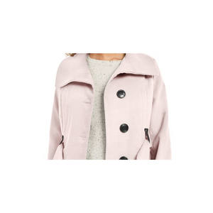 Madden Girl Junior's Belted <b>Skirted</b> <b>Coat</b> in Pink Size Medium-Woven Fabric Polyester Fiber Fill for Autumn Season - Product Image 1