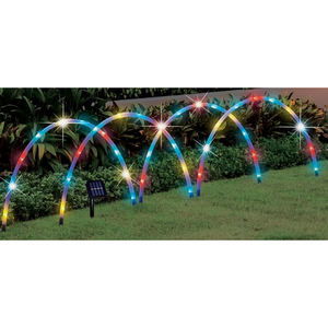 Set of 4 IP65 <b>Solar</b> LED Battery-Powered Small Arches <b>Garden</b> Pathway Stake <b>Lights</b> - Product Image 4