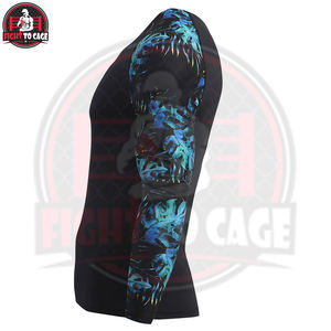 Rashguard MMA de qualité supérieure, imprimé numériquement, haut de gamme pour le fitness et la course, col rond, séchage rapide, manches longues, polyester/spandex/nylon 220g - Product Image 2