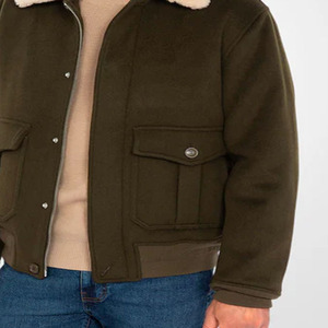 Wholesale Custom Varsity <b>Jacket</b> for <b>Men</b> High Quality Canvas with Stand Collar and <b>Long</b> Leather Sleeves for Winter - Product Image 2