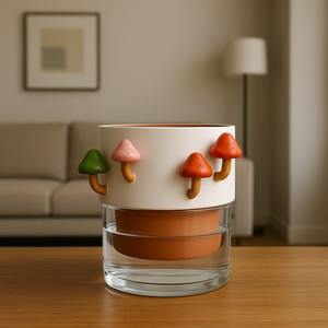 Jardinière à arrosage automatique durable et écologique <span class=keywords><strong>en</strong></span> céramique mignonne sculptée à la main Pot de fleur décoratif d'intérieur Système d'arrosage paresseux pour la maison - Product Image 4