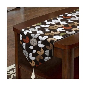 Quadratic Embroidered Unique Household High Quality Thicken Organic Cotton Linen Fabric Digital Geometric Printed <b>Table</b> <b>Runners</b> - Product Image 1