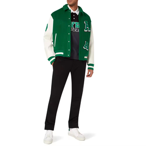Letterman Streetwear <b>Men's</b> Canvas Breathable V-neck Winter Varsity <b>Jacket</b> with Embroidery Casual Style - Product Image 2