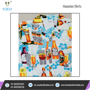 Impression de bouteilles de bière de conception hawaïenne de haute qualité, fourniture en vrac de chemises hawaïennes du fournisseur indien - Product Image 4