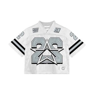 Camiseta OEM de malla de fútbol deportiva de alta calidad, fabricante de camisetas de béisbol de gran tamaño con cuello en V y Media manga recortada para hombre - Product Image 1