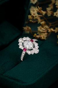 Anillo de diamante CVD de platino clásico vintage con joyería fina de corte brillante redondo para boda de mujer - Product Image 1