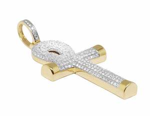 Diamant Moissanite taille ronde en pendentif croix de luxe à la mode Hip Hop glacé pour homme - Product Image 2