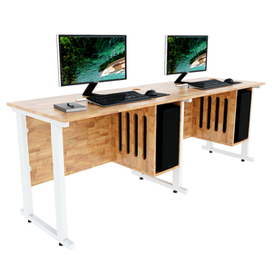 CDS002 Wooden Computer Table Office <b>Desk</b> with CPU <b>Shelf</b> for 2 People for Bedroom Hotel or Bathroom Use Features Storage - Product Image 3
