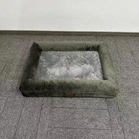 Lits pour chiens orthopédiques écologiques en mousse à mémoire de forme, avec housse amovible, imperméable et lavable, design classique rectangulaire de luxe