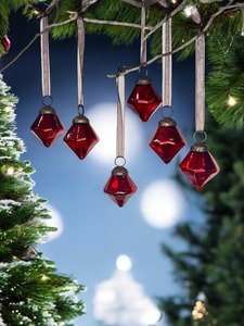 Boule de Noël en verre VIXM-50315 moderne 1 Inc/ornement/suspendu disponible en rouge vin émeraude or argent clair - Product Image 5