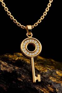 Collier clé en argent sterling 925 rhodié et vermeil or 14 carats avec zircon créé en laboratoire, pendentif serrure minimaliste scintillant et délicat, cadeau d'anniversaire - Product Image 4