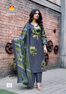 Impresión digital de algodón pesado cosido completo con top exclusivo hecho a mano con pantalón y colección de ropa de fiesta Dupatta de algodón - Product Image 6