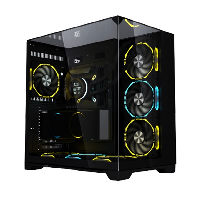 Custom Gaming Pc case Novel Panoramic Colorful Gaming Pc case Three Sided Tempered Glass Gaming Pc case