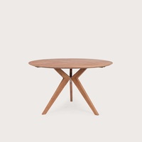 Ensemble table et chaises de salle à manger en bois de teck massif 4 places table ronde d'intérieur et chaises marron pour ensemble de meubles de restaurant commercial