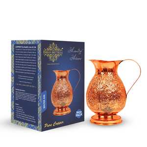 Carafe en cuivre pur de 1500 ml avec motif de feuille en relief écologique, matériau métallique - Product Image 2