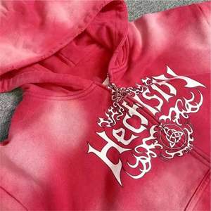 Sudadera con capucha lavada con ácido Vintage de gran tamaño de alta calidad para hombres Fabricantes de algodón bordado personalizado Cremallera impermeable - Product Image 2