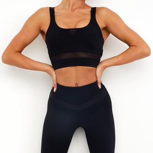 Ensemble de soutien-gorge court sans dos à maintien élevé pour femme, léger, pour le sport, le yoga et la course, personnalisable avec logo, grandes tailles, respirant, en soie - Product Image 3