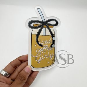 Café glacé Girly Bow Carreaux de cils en acrylique personnalisables Pince à épiler ovale Design durable Carreaux de cils personnalisés - Product Image 2