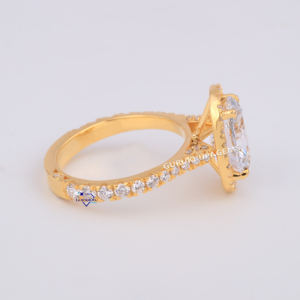 Moda personalizar 14K oro amarillo sólido joyería estilo clásico Oval corte brillante 6ct Lab Grown Diamond Halo anillo de compromiso - Product Image 4