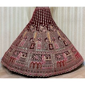 Prix usine Riddhi Suman mariée Lehenga OEM fabricant 5 M Double Dupatta et commandes en gros de broderie - Product Image 5