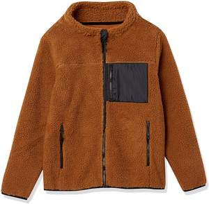 Chaqueta Sherpa con Cremallera de Forro Polar a Cuadros de Color Sólido al por Mayor para Hombre, Abrigos Largos de Invierno, Chaqueta de Forro Polar a Cuadros de Color Sólido Personalizable - Product Image 1