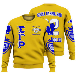 Sweat-shirt à col rond Sigma Gamma Rho 1922 Bleu Or Sororité Vêtements grecs Polaire de qualité supérieure Pull d'hiver Tenue cadeau Style femme - Product Image 3